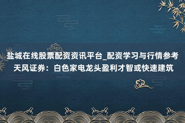 盐城在线股票配资资讯平台_配资学习与行情参考 天风证券：白色家电龙头盈利才智或快速建筑